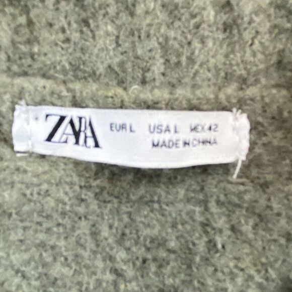 Zara Mens Sweater Size L Army Green Knit Crewneck Pullover 0048/300 NWOT - Picture 5 of 6